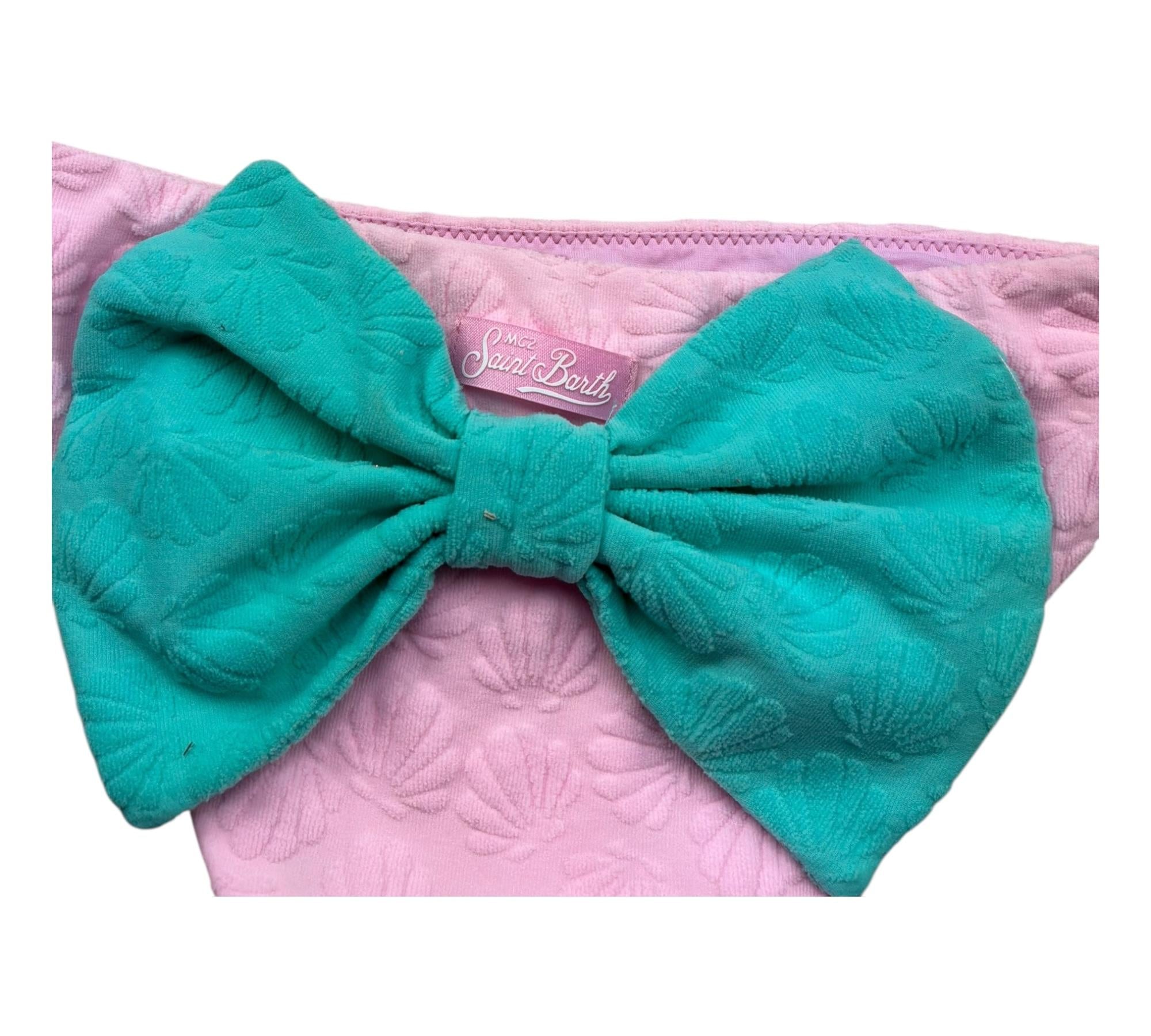 Saint Barth Costume Mutandina Tinta Unita con Fiocco per Bambina MADAME ROSA SAINT BARTH 