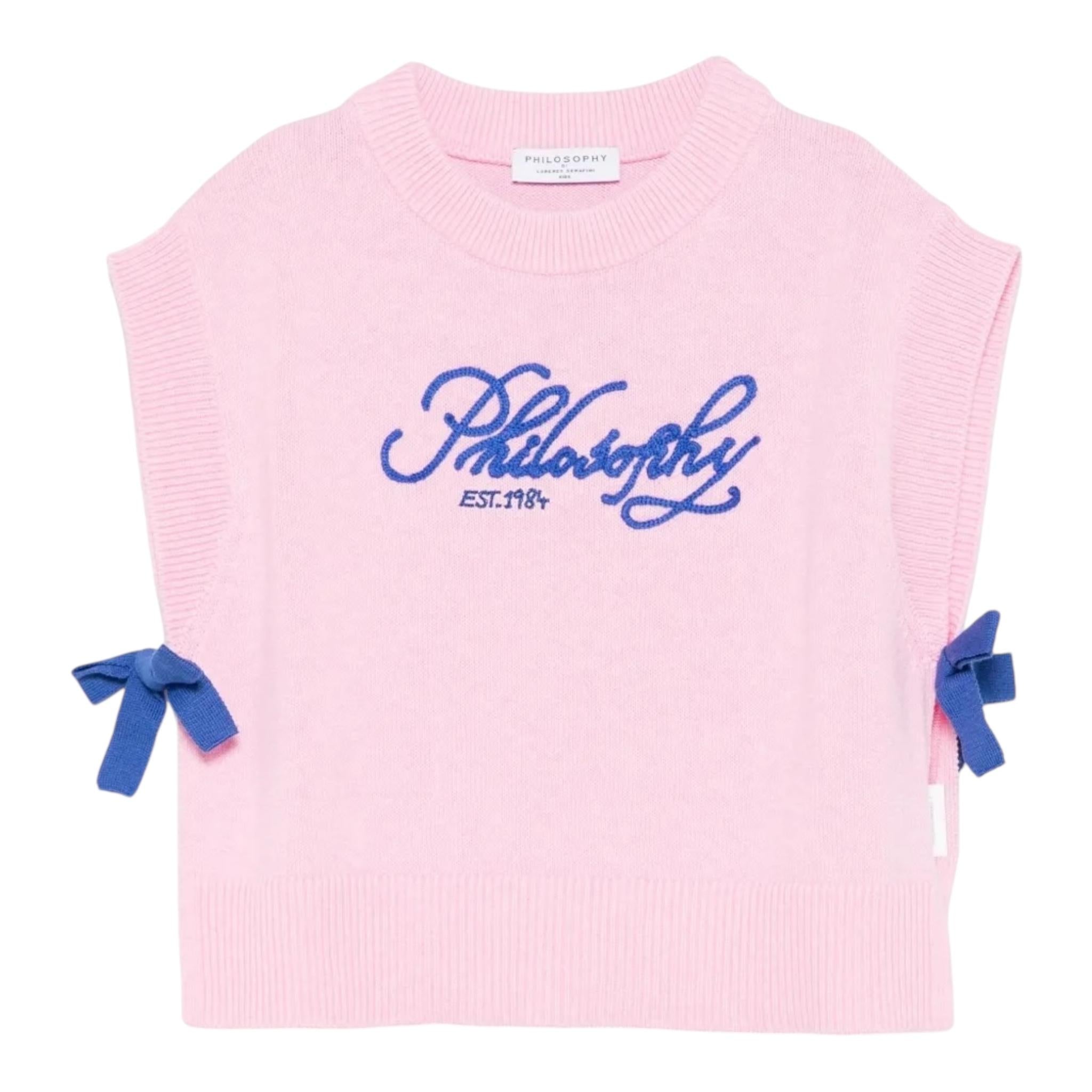 Philosophy Maglia Giromanica Tinta Unita con Stampa per Bambina I9E308X ROSA PHILOSOPHY 