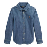 RALPH LAUREN camicia manica lunga in denim tinta unita Blu per Bambina 312698854001 BLU RALPH LAUREN 