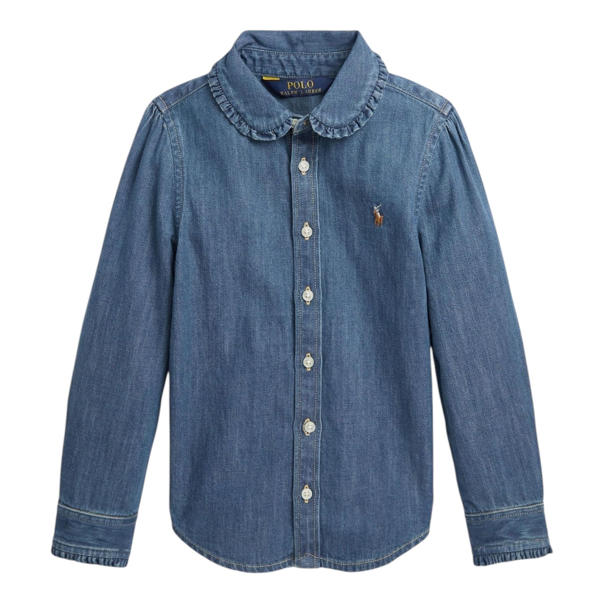 RALPH LAUREN camicia manica lunga in denim tinta unita Blu per Bambina 312698854001 BLU RALPH LAUREN 