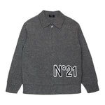 N°21 maglia tinta unita con zip e stampa Grigio per Bambino N21967 GRIGIO N°21 