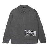 N°21 maglia tinta unita con zip e stampa Grigio per Bambino N21967 GRIGIO N°21 