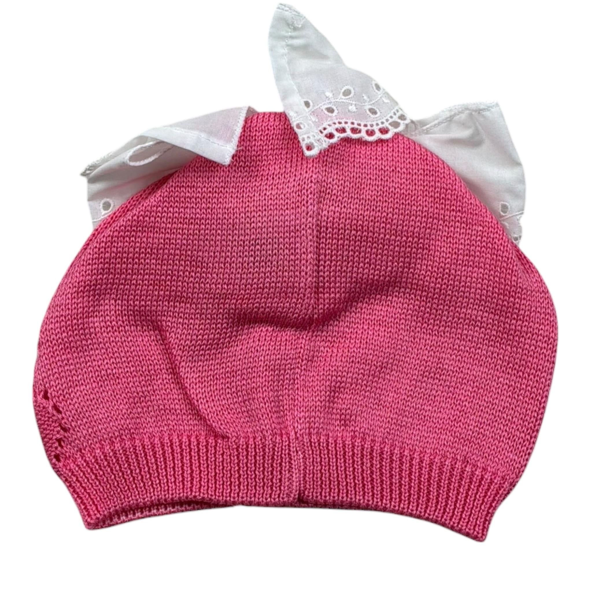 Marlu' Cappello Tinta Unita con Ricami per Neonata EP1371 ROSA MARLU' 