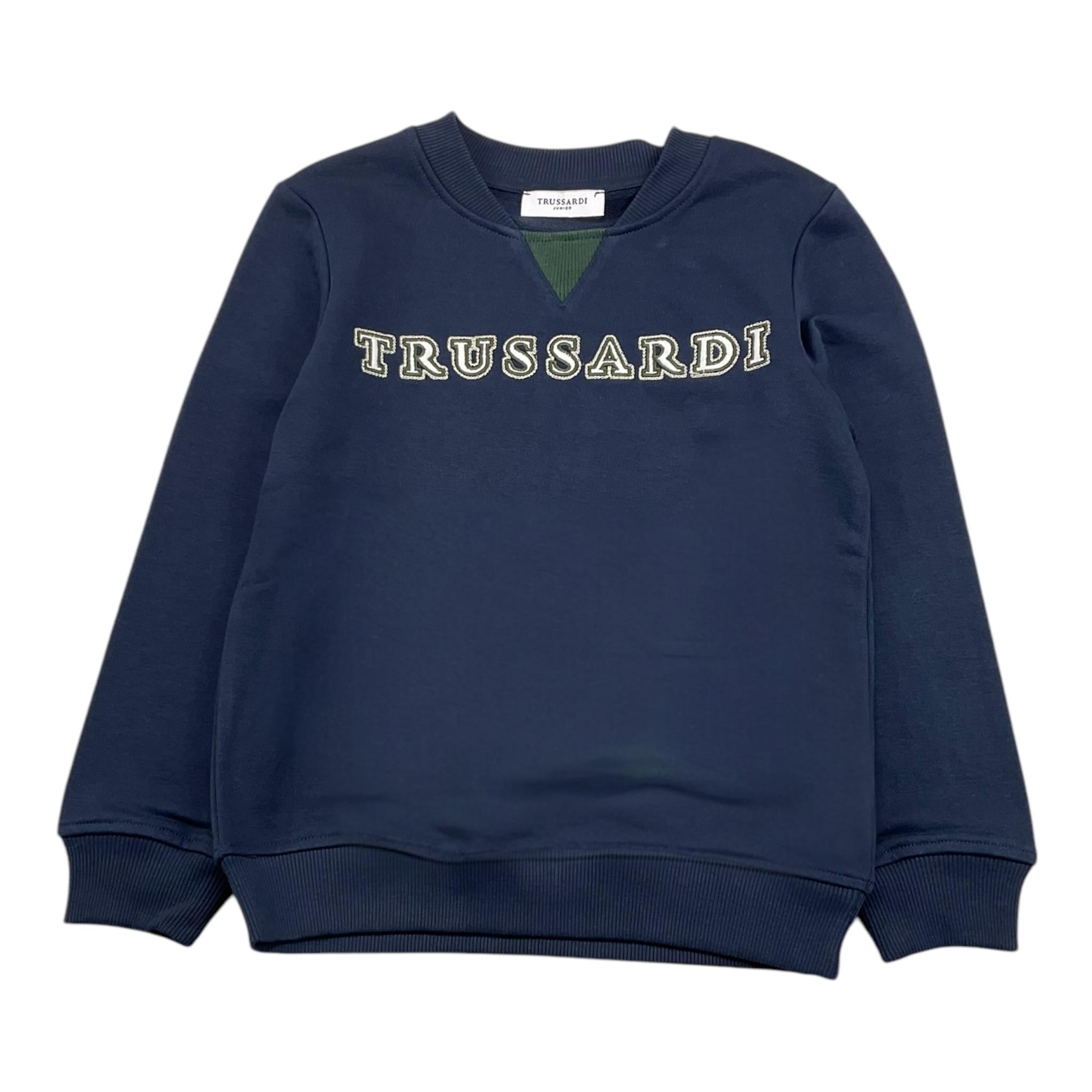 TRUSSARDI felpa girocollo tinta unita con stampa Blu per Bambino TBA25058FE BLU TRUSSARDI 