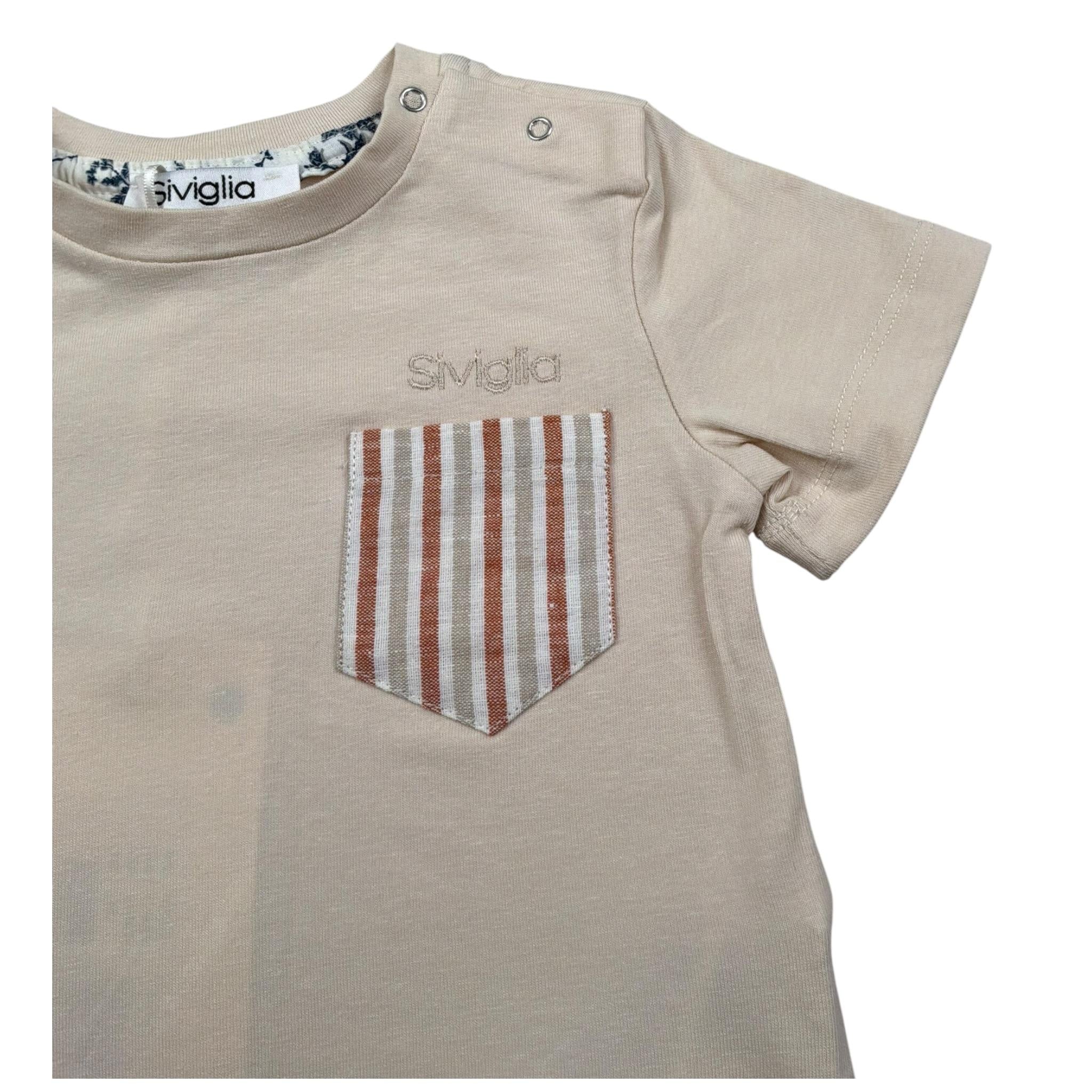 Siviglia T-Shirt Girocollo Tinta Unita con Taschino per Neonato SVNTS17285N BEIGE SIVIGLIA 