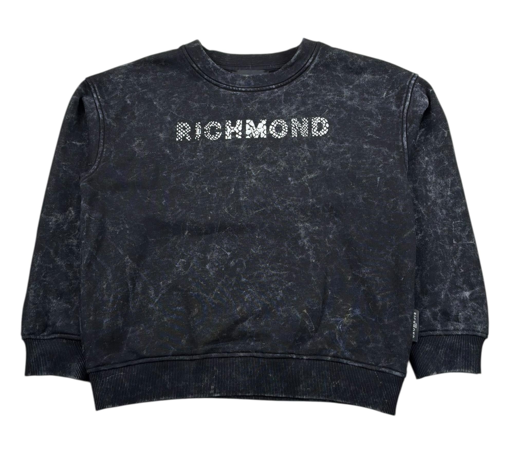 John Richmond Felpa Chiusa Girocollo Tinta Unita con Stampa per Bambino RBP26157FE NERO JOHN RICHMOND 