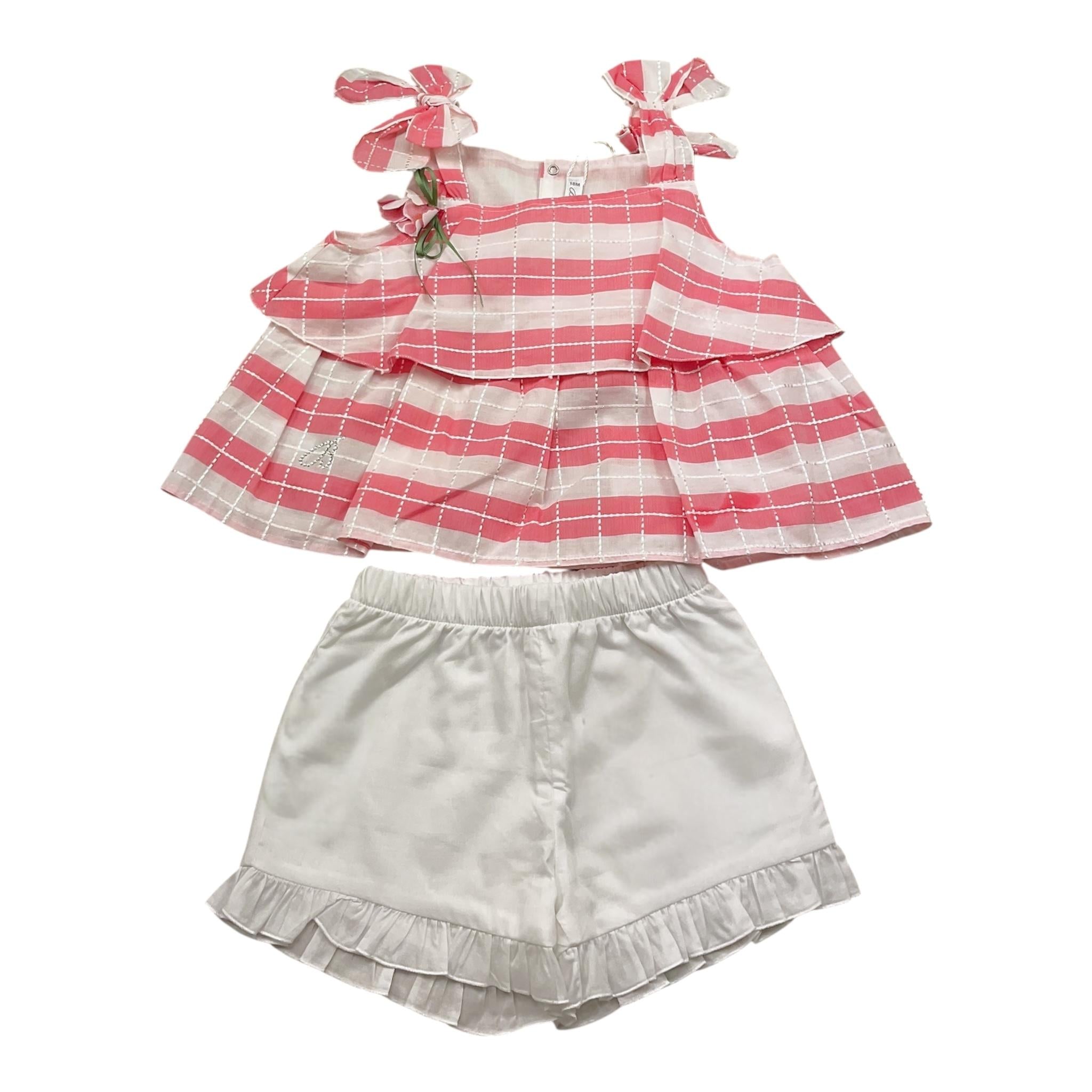 Barcellino Completo 2 Pezzi Tp-Short Bicolore  per Neonata 9674 BIANCO/ROSA BARCELLINO 