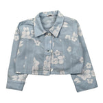 Le Bebe Giubbino Tinta Unita con Stampa Floreale per Bambina LBG5875J AZZURRO LE BEBE 