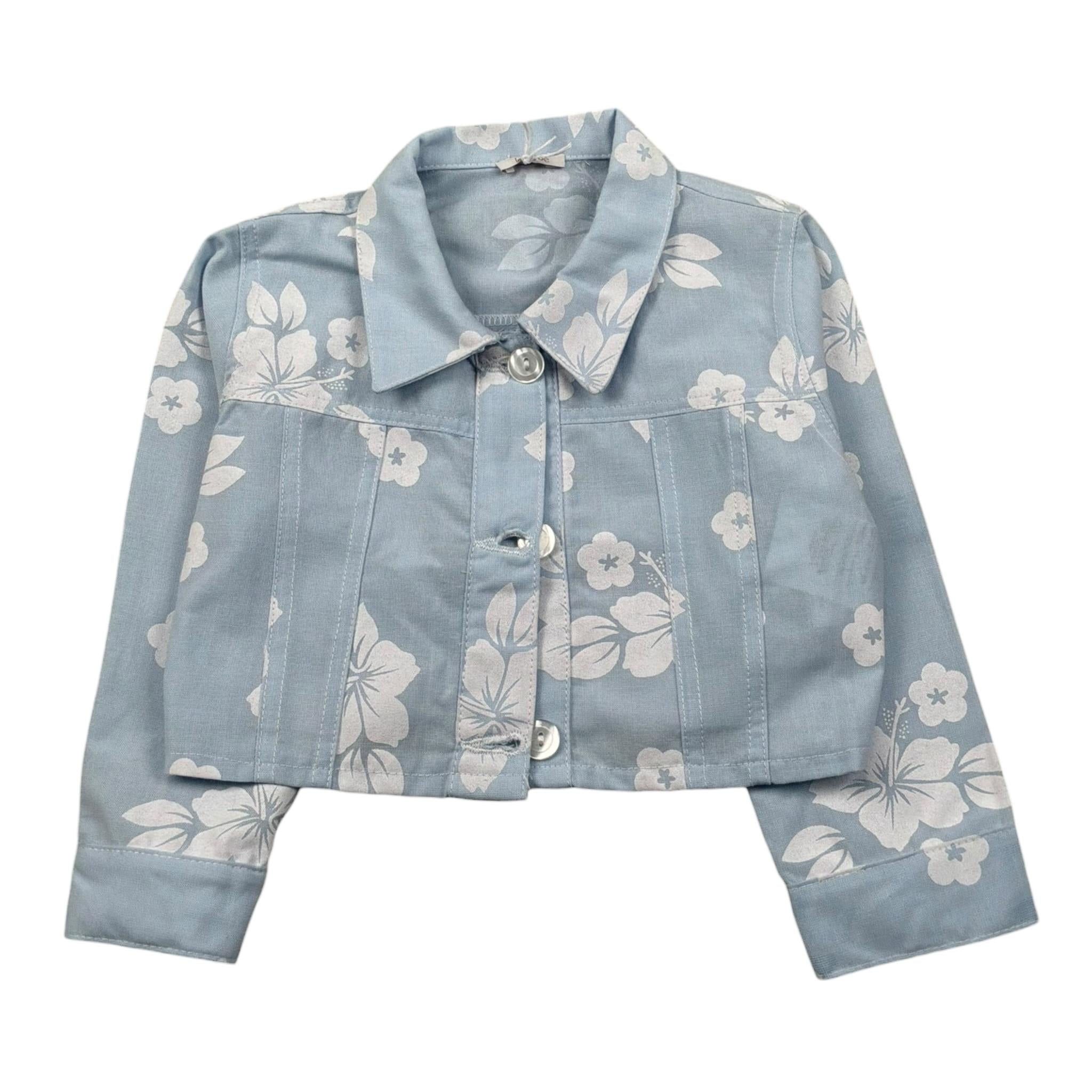 Le Bebe Giubbino Tinta Unita con Stampa Floreale per Bambina LBG5875J AZZURRO LE BEBE 