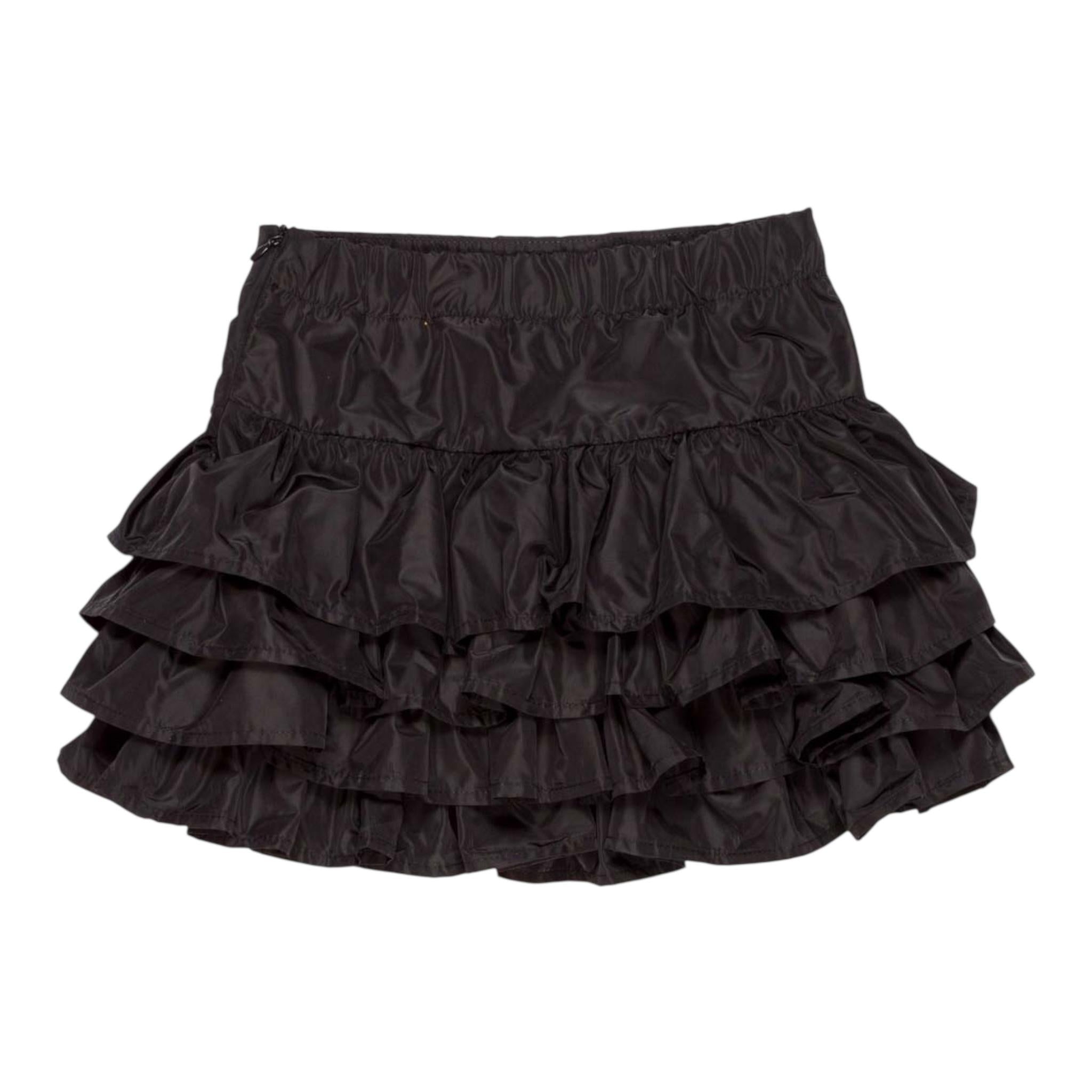 LU LU BY MISS GRANT gonna tinta unita con balze Nero per Bambina LL3044 NERO LU LU BY MISS GRANT 