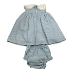Valentina Bebes Set Abito-Coulotte Tinta Unita con Fantasia A Righe per Bambina LOVE8J AZZURRO VALENTINA BEBES 