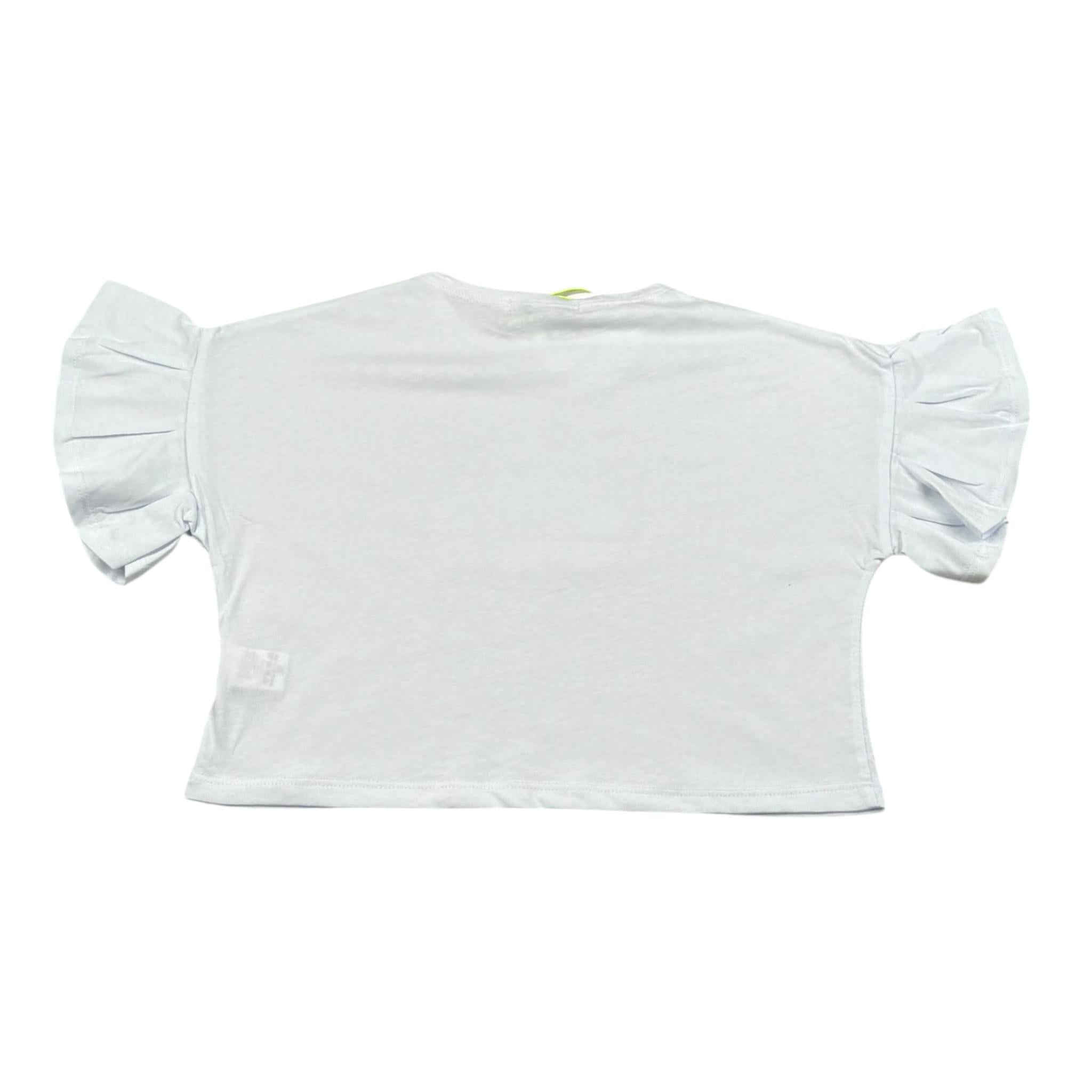 Mousse T-Shirt Girocollo Tinta Unita con Stampa per Bambina UNILEOO BIANCO MOUSSE 