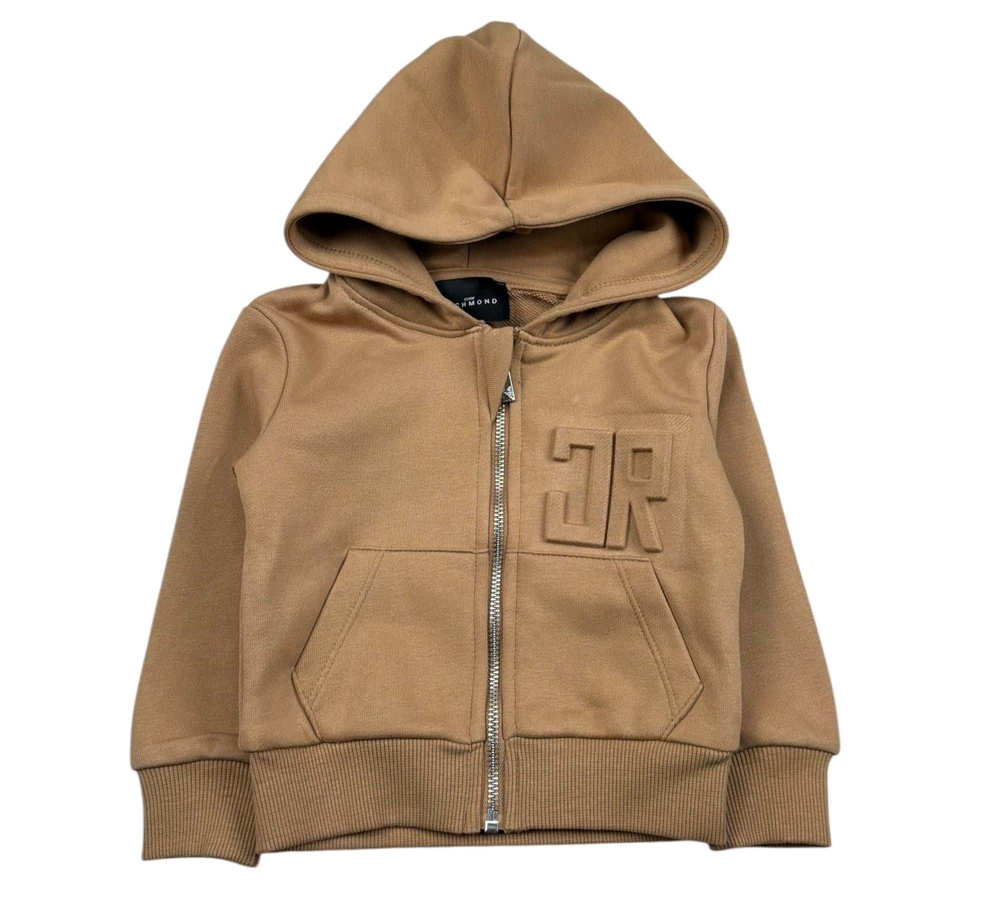 John Richmond Felpa con Zip E Cappuccio Tinta Unita con Logo per Neonato RIP26004FE MARRONE JOHN RICHMOND 
