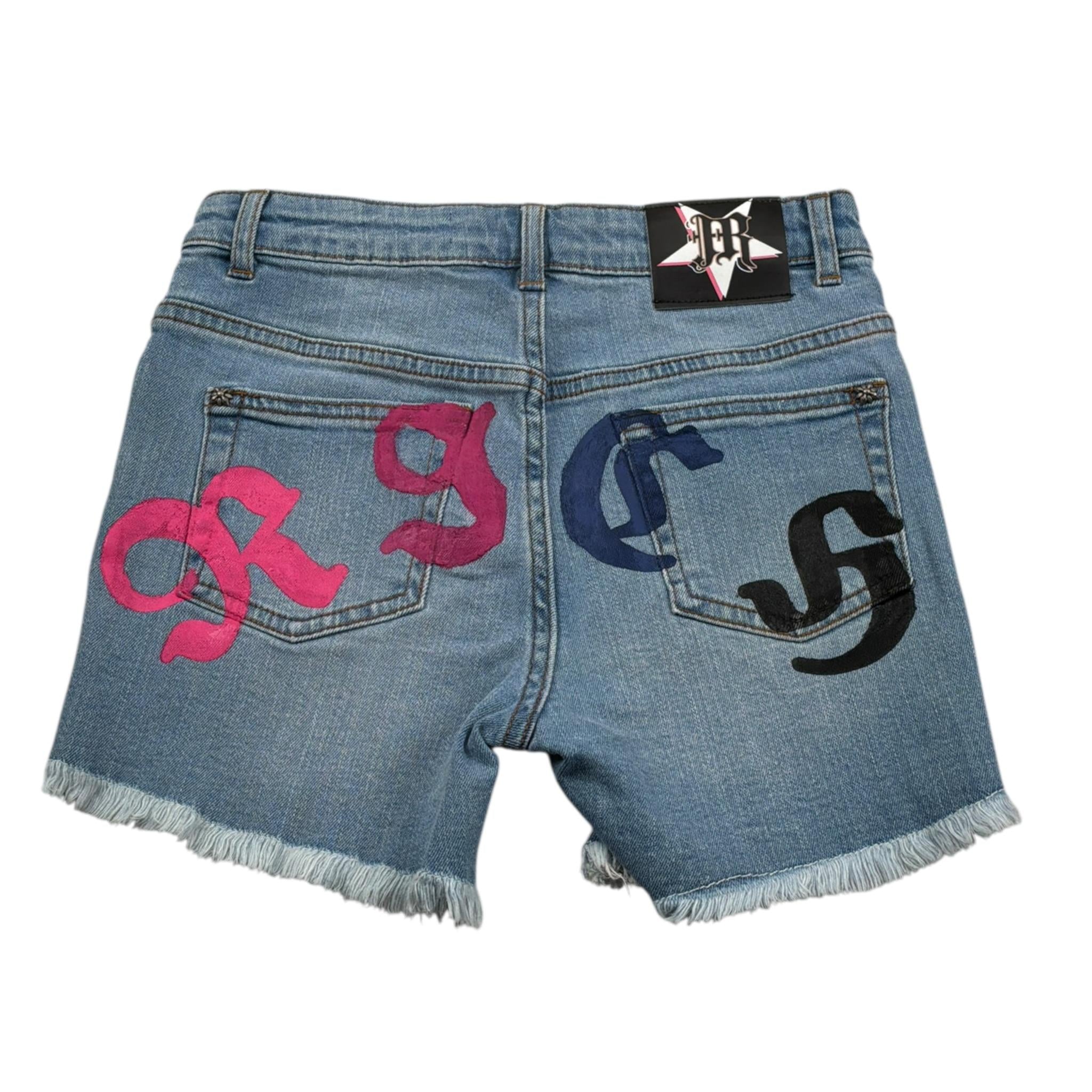 John Richmond Short In Denim tinta unita con Stampa Azzurro per Bambina RGP23160SH AZZURRO JOHN RICHMOND 