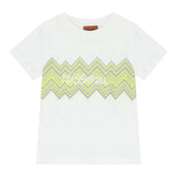 Missoni T-Shirt Girocollo Tinta Unita Con Stampa Bianco Per Bambino