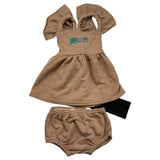 Minimo Completo 2 Pezzi Abito-Culotte Beige Per Neonata