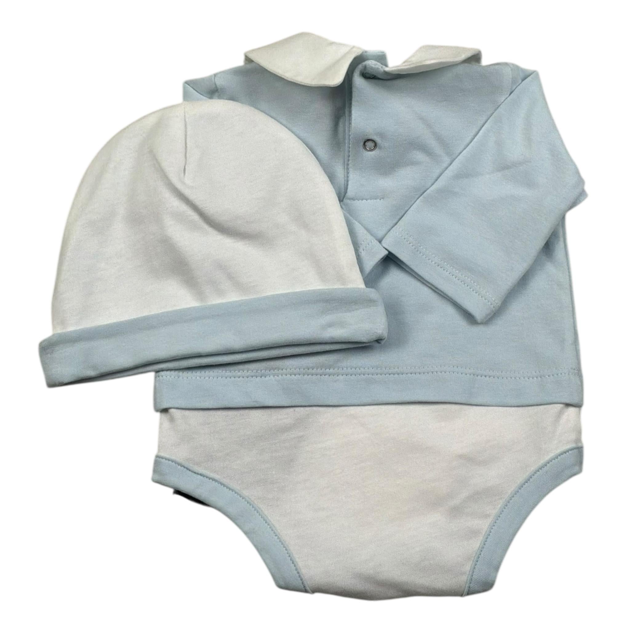 John Richmond Body Manica Lunga Tinta Unita con Cappello per Neonato RLP26002TU AZZURRO JOHN RICHMOND 