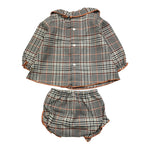 CALAMARO completo 2pz camicia-coulotte tinta unita con fantasia a quadri Bianco per Neonata 22065X BIANCO CALAMARO 