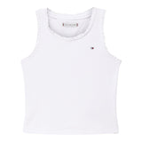 Tommy Hilfiger Canotta Tinta Unita con Ricami per Bambina KG0KG08588X BIANCO TOMMY HILFIGER 