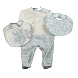 John Richmond Set Tutina-Cappello-Bavette Bicolore per Neonato RLP26001TU BIANCO/AZZURRO JOHN RICHMOND 