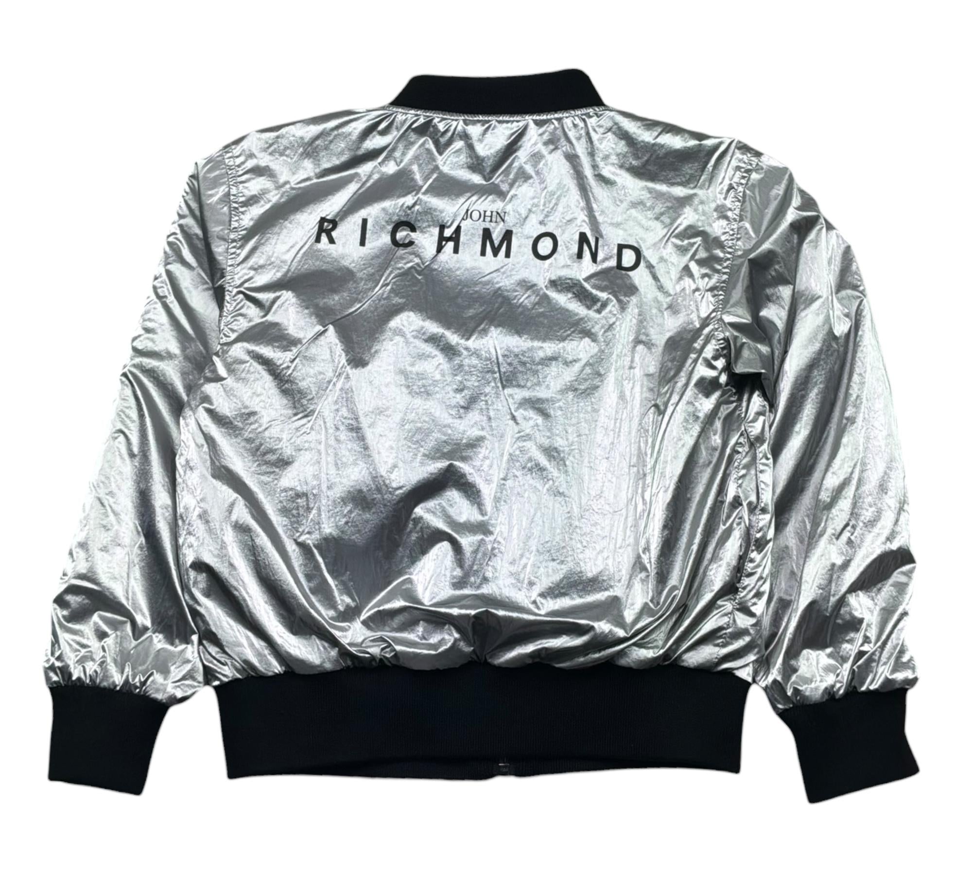 John Richmond Giubbino Reversibile con Zip Bicolore per Bambina RGP26037GB NERO/ARGENTO JOHN RICHMOND 