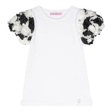 Miss Blumarine T-Shirt Tinta Unita Con Maniche In Contrasto Bianco Per Bambina