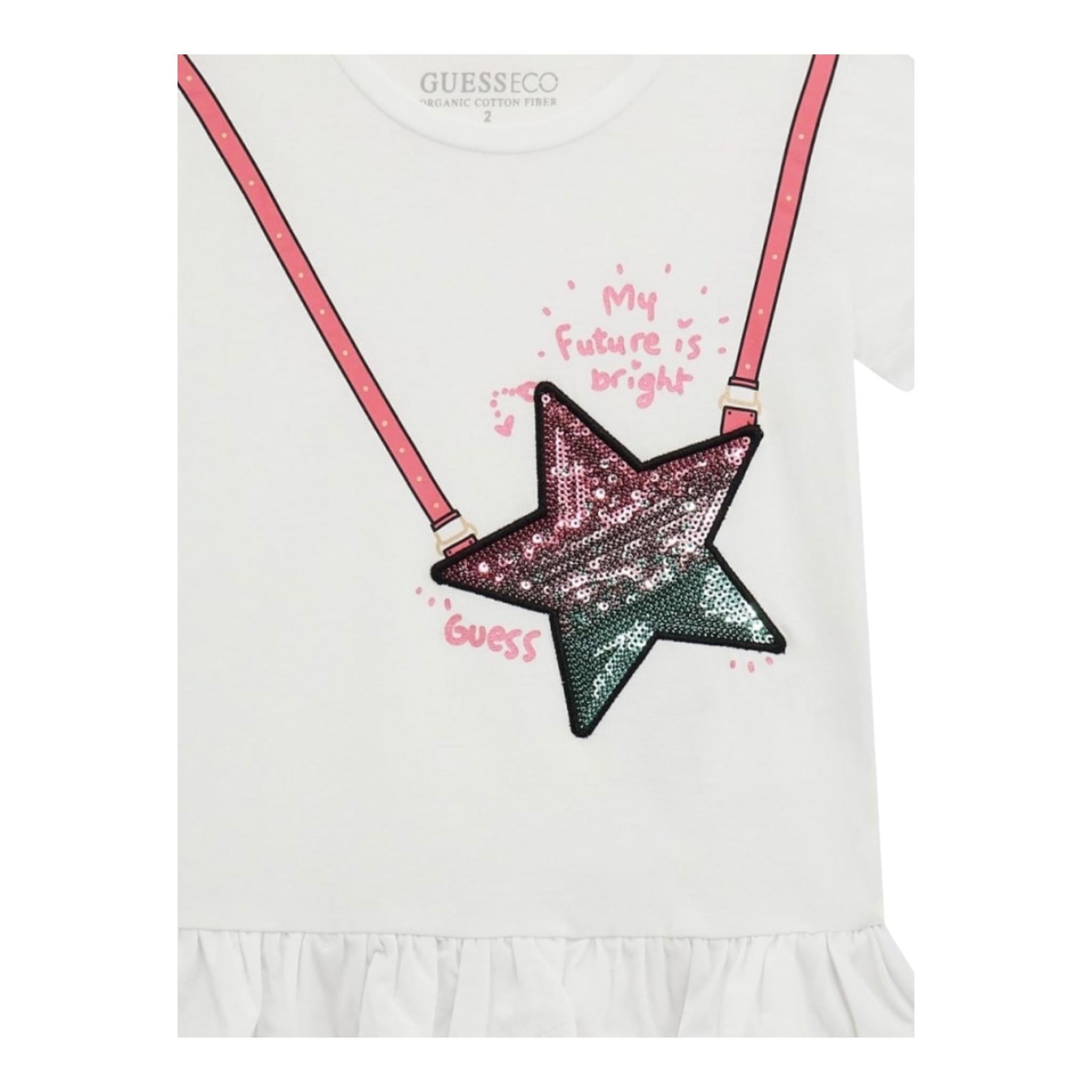 Guess T-Shirt Tinta Unita con Paillettes per Bambina K5RI19K6YW4 BIANCO GUESS 