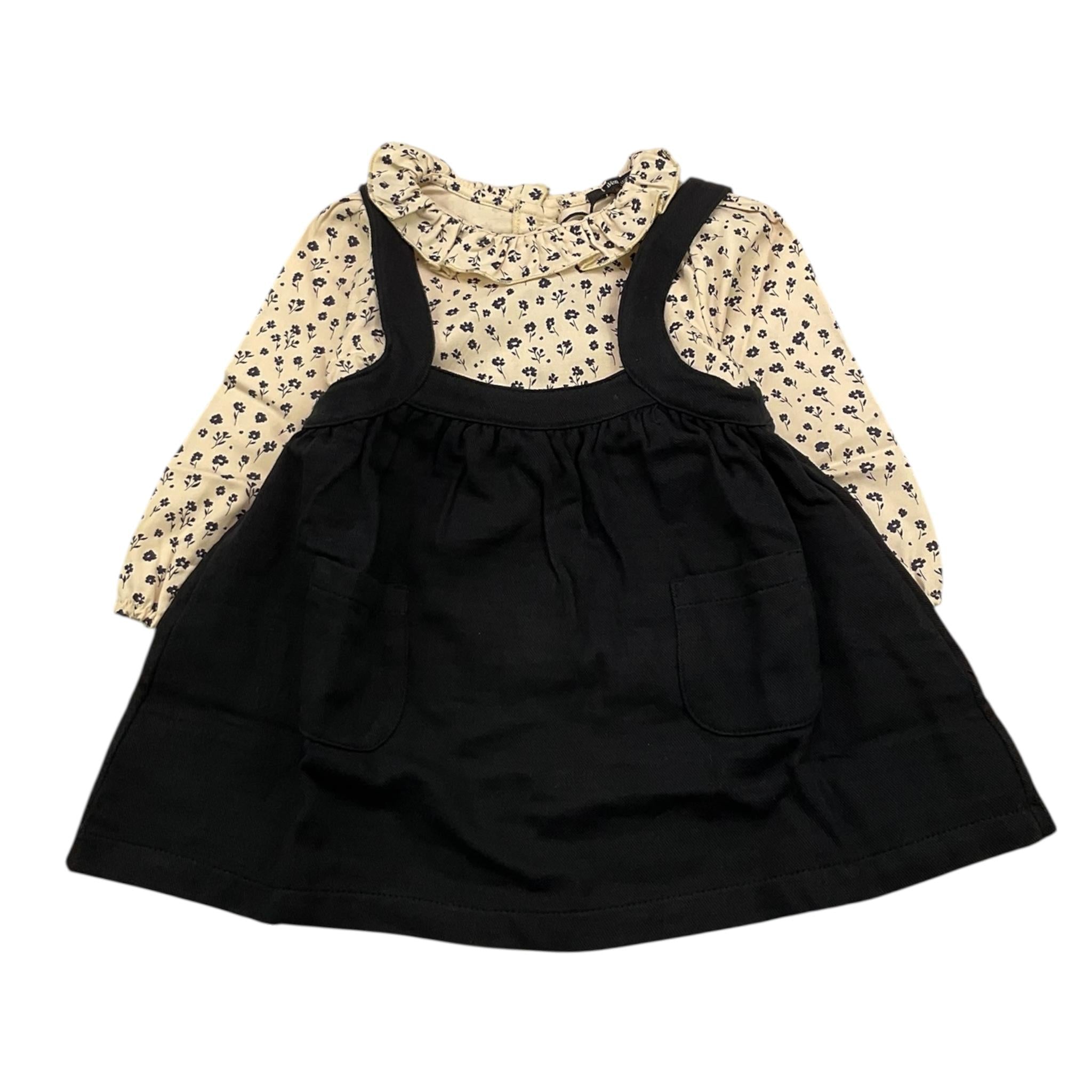 AVENTIQUATTRORE completo 2 pezzi camicia-salopette Nero per Neonata A2401452 NERO AVENTIQUATTRORE 