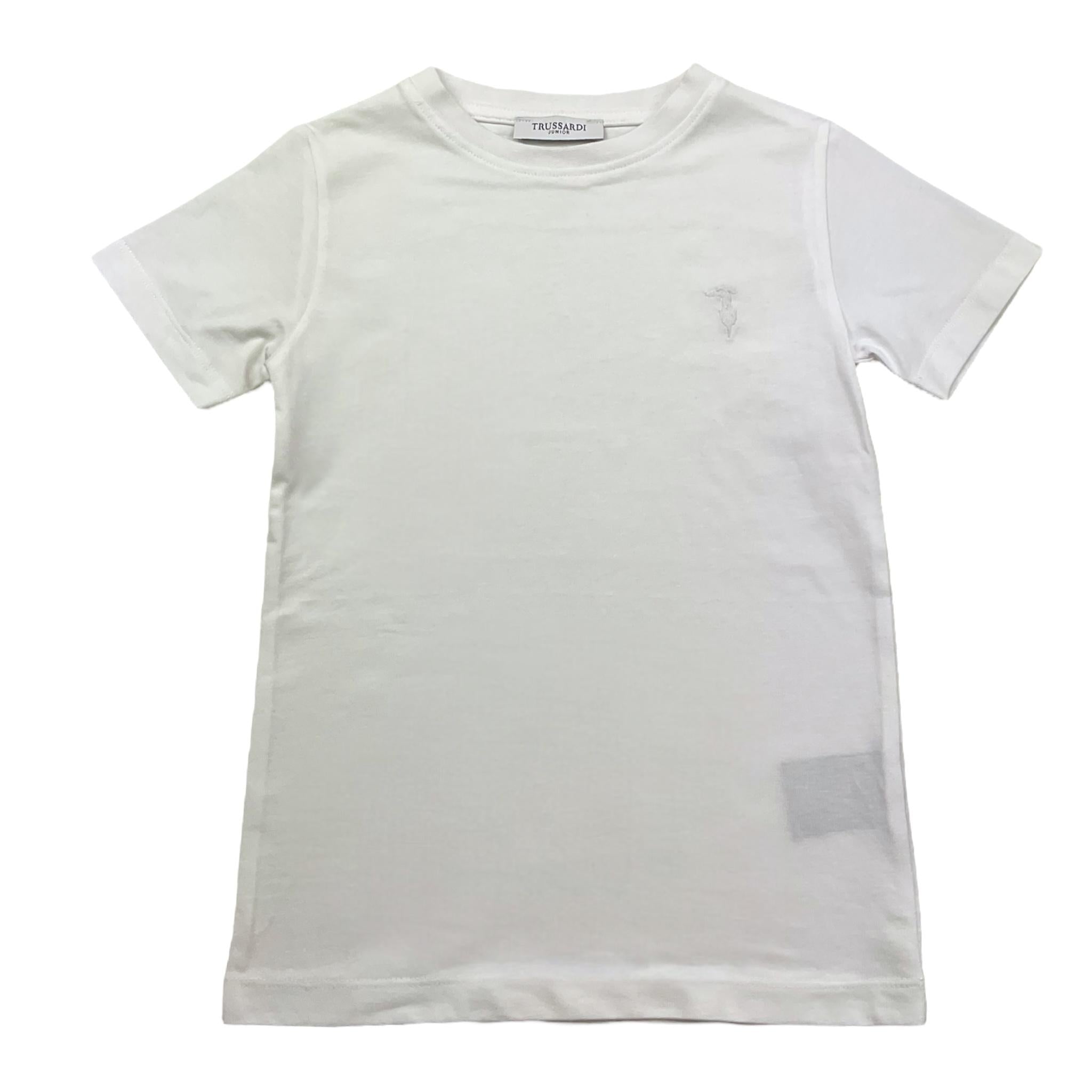 TRUSSARDI t-shirt girocoll tinta unita con stampa in contrasto Bianco per Bambino TBA25081TS BIANCO TRUSSARDI 