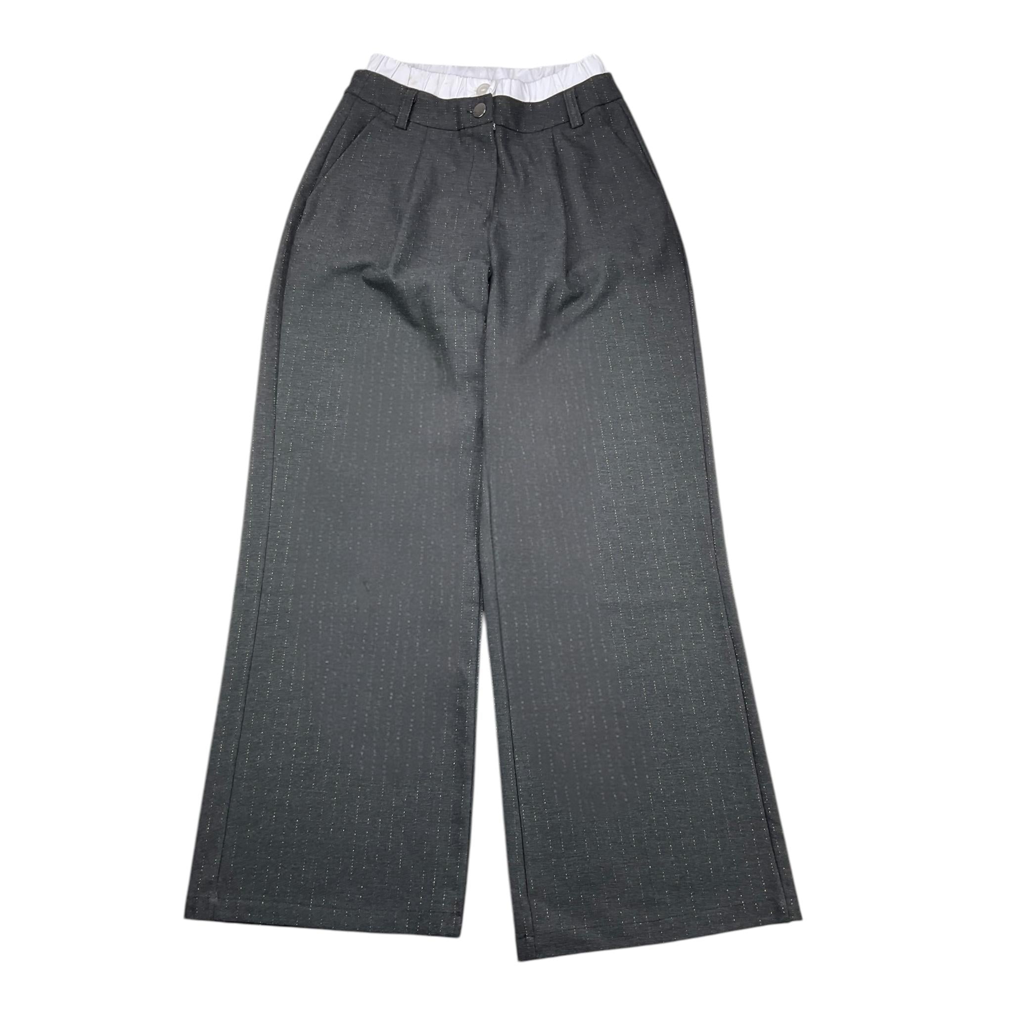 LU LU BY MISS GRANT pantalone tinta unita con elastico in vita modello a palazzo Nero per Bambina LL2997 NERO LU LU BY MISS GRANT 