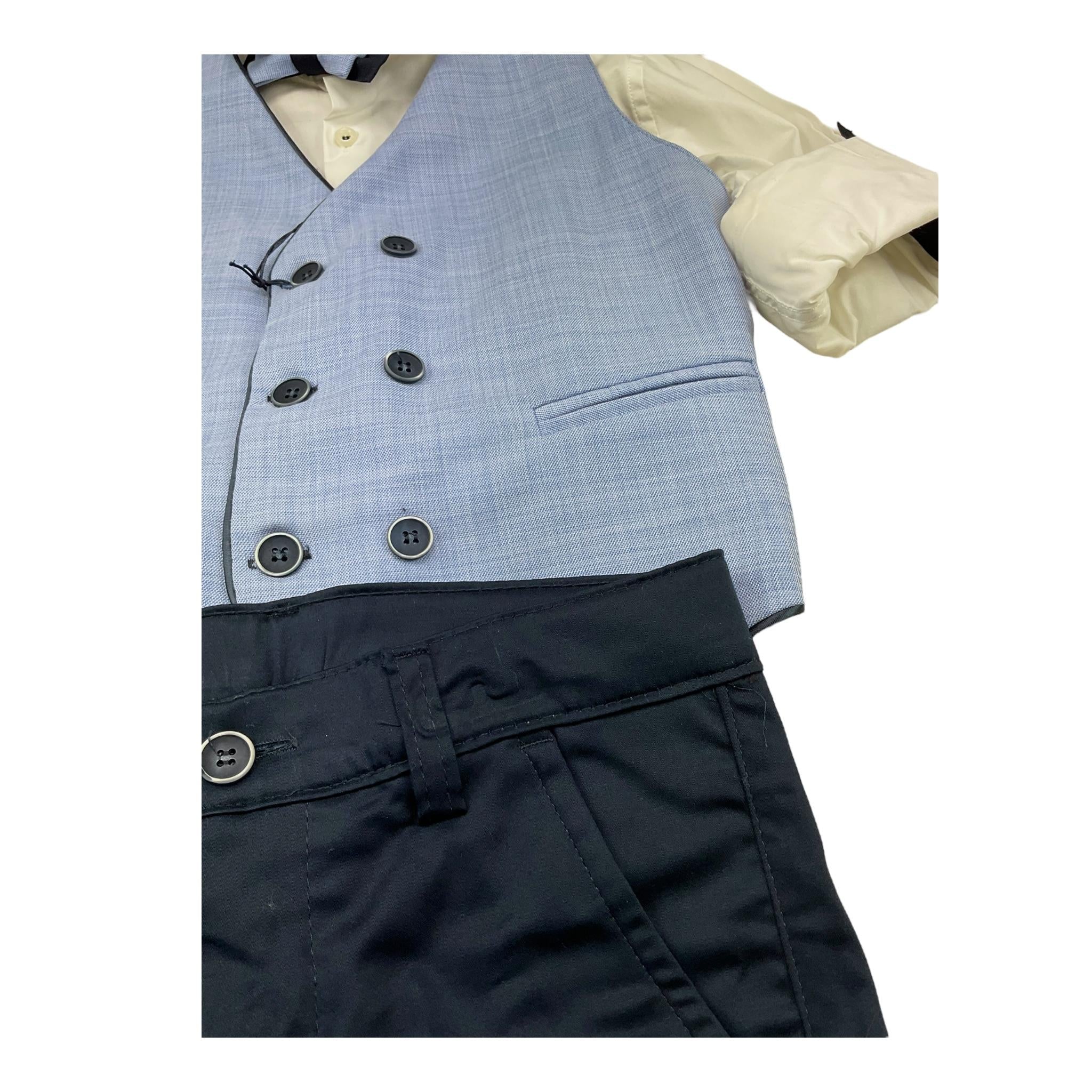 Mai'S Kids Completo 4 Pezzi Camicia-Pantaloni-Gilet-Papillon per Bambino MK14779 BLU MAI'S KIDS 