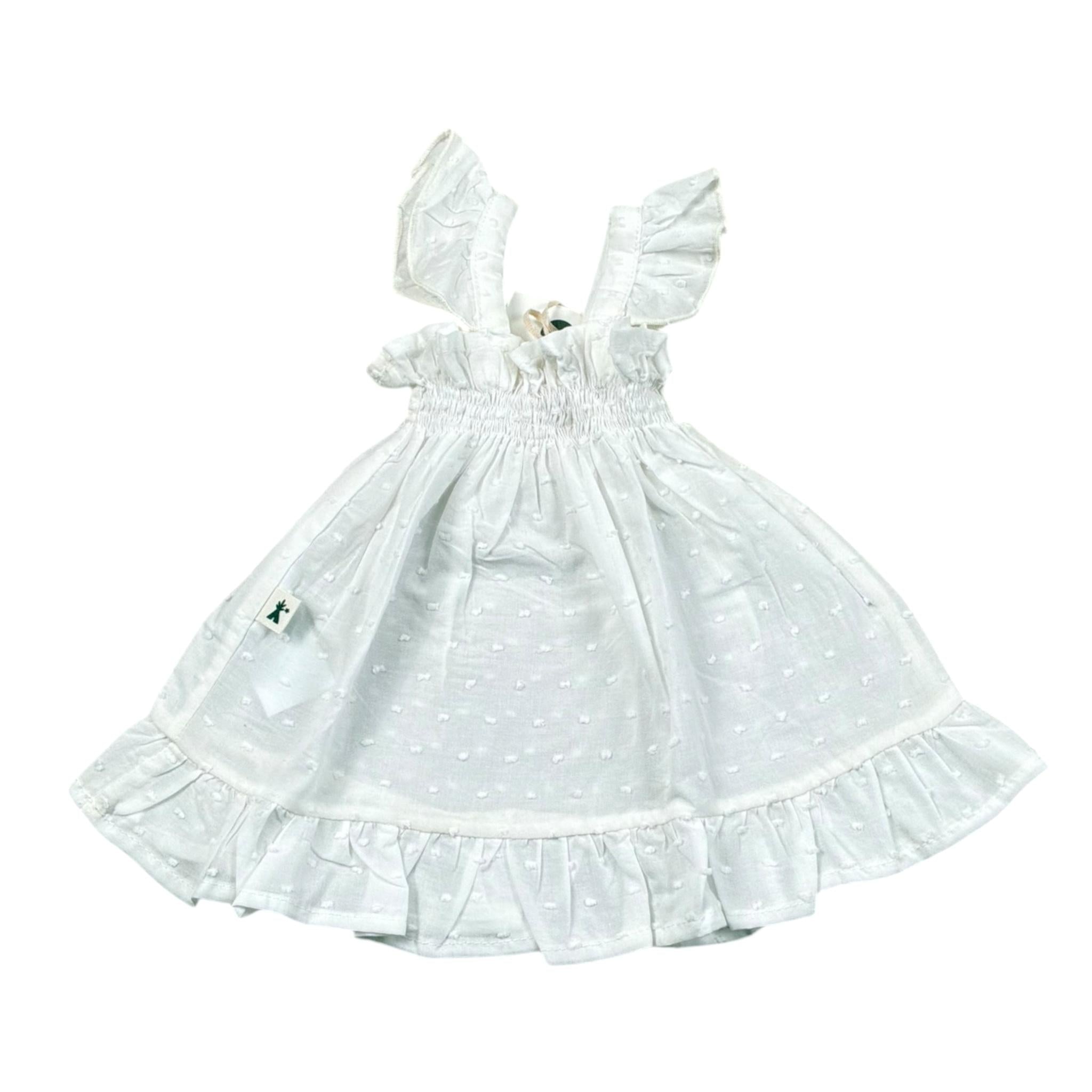 Petit Indi Top Tinta Unita con Balze per Neonata SS25B0923 BIANCO PETIT INDI 