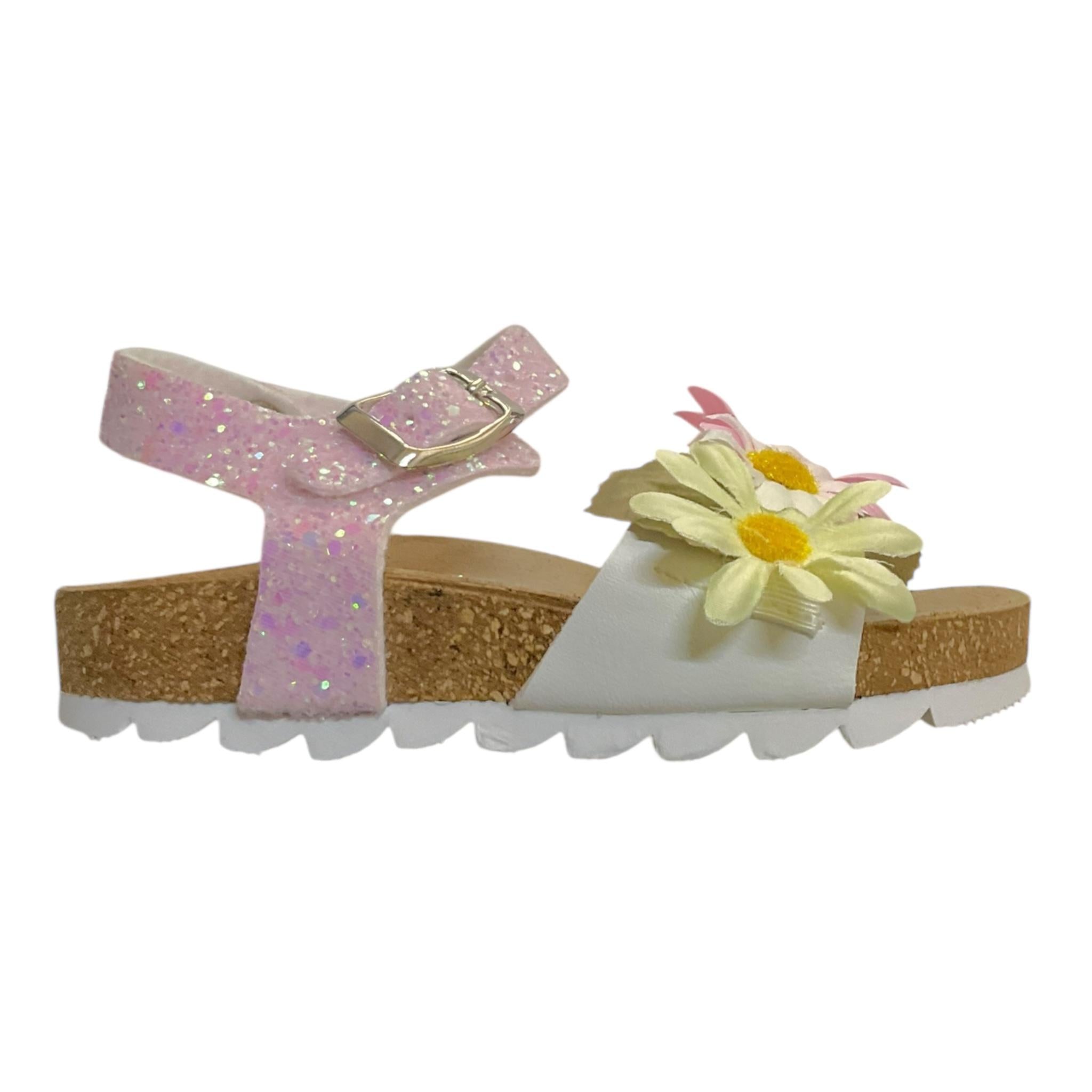 Monnalisa Sandali Bicolore con Applicazioni per Bambina 83E014J BIANCO/ROSA MONNALISA 