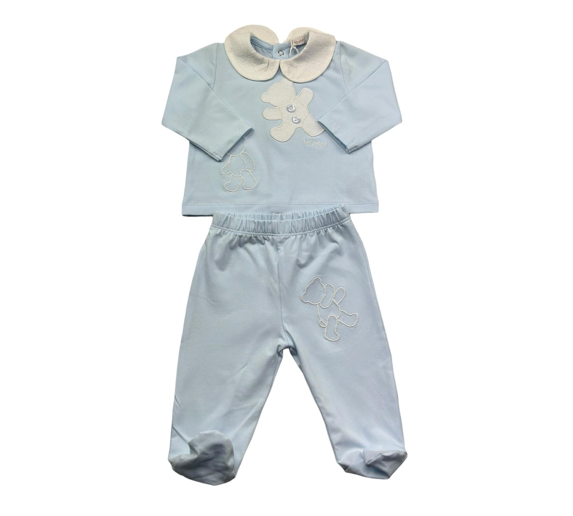 Le Bebe Completo 2 Pezzi Shirt-Ghettina Tinta Unita per Neonato LBB5298 AZZURRO LE BEBE 