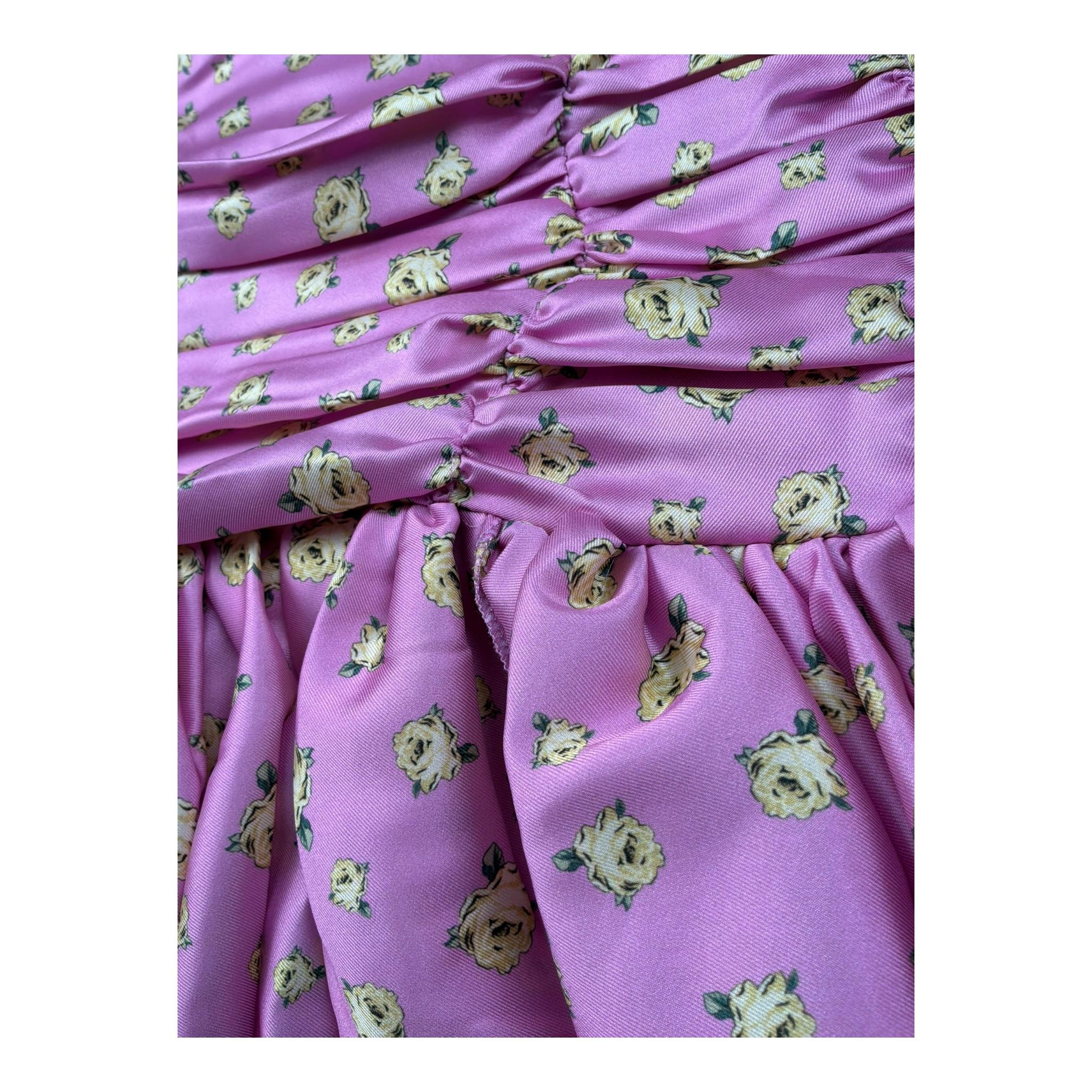 Lu Lu By Miss Grant Abito Tinta Unita Giromanica con Fantasia Fiori per Bambina LL3662 ROSA LU LU BY MISS GRANT 