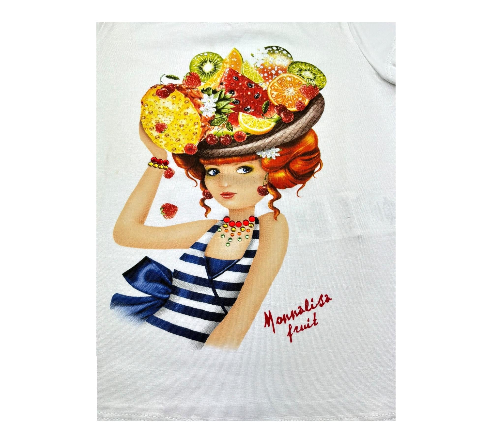 Monnalisa T-Shirt Girocollo Tinta Unita con Stampa per Bambina 117613S7 BIANCO MONNALISA 