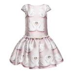 Monnalisa Abito Tinta Unita con Stampa per Bambina 711914 ROSA MONNALISA 