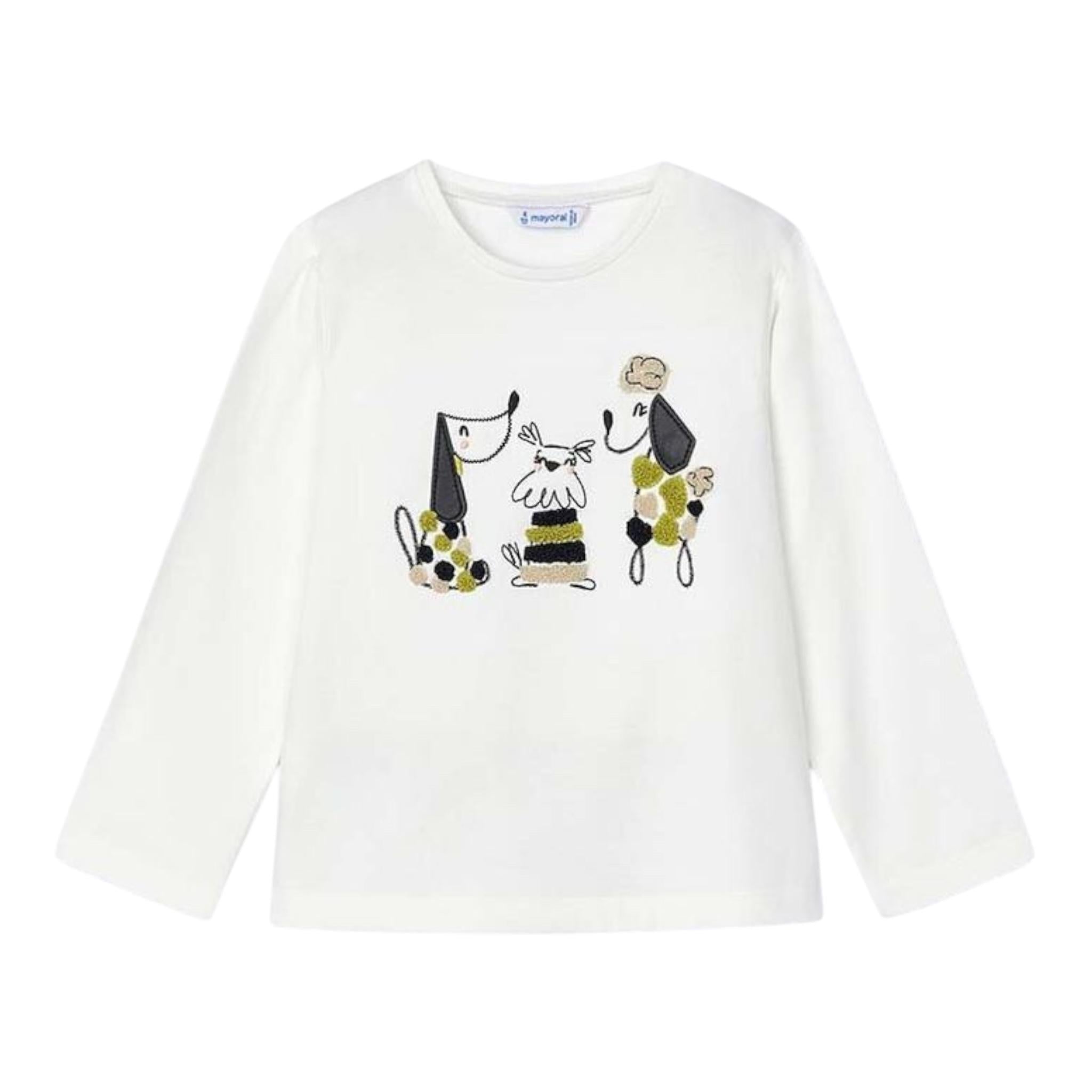 MAYORAL shirt girocollo tinta unita con stampa in contrasto Bianco per Bambina 4070J BIANCO MAYORAL 