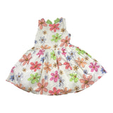 Janice Abito Tinta Unita con Fantasia Fiori per Bambina JN805B BIANCO JANICE 