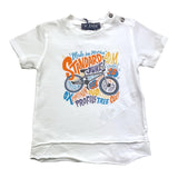 Please T-Shirt Girocollo Tinta Unita Con Maniche In Contrasto Bianco Per Neonato