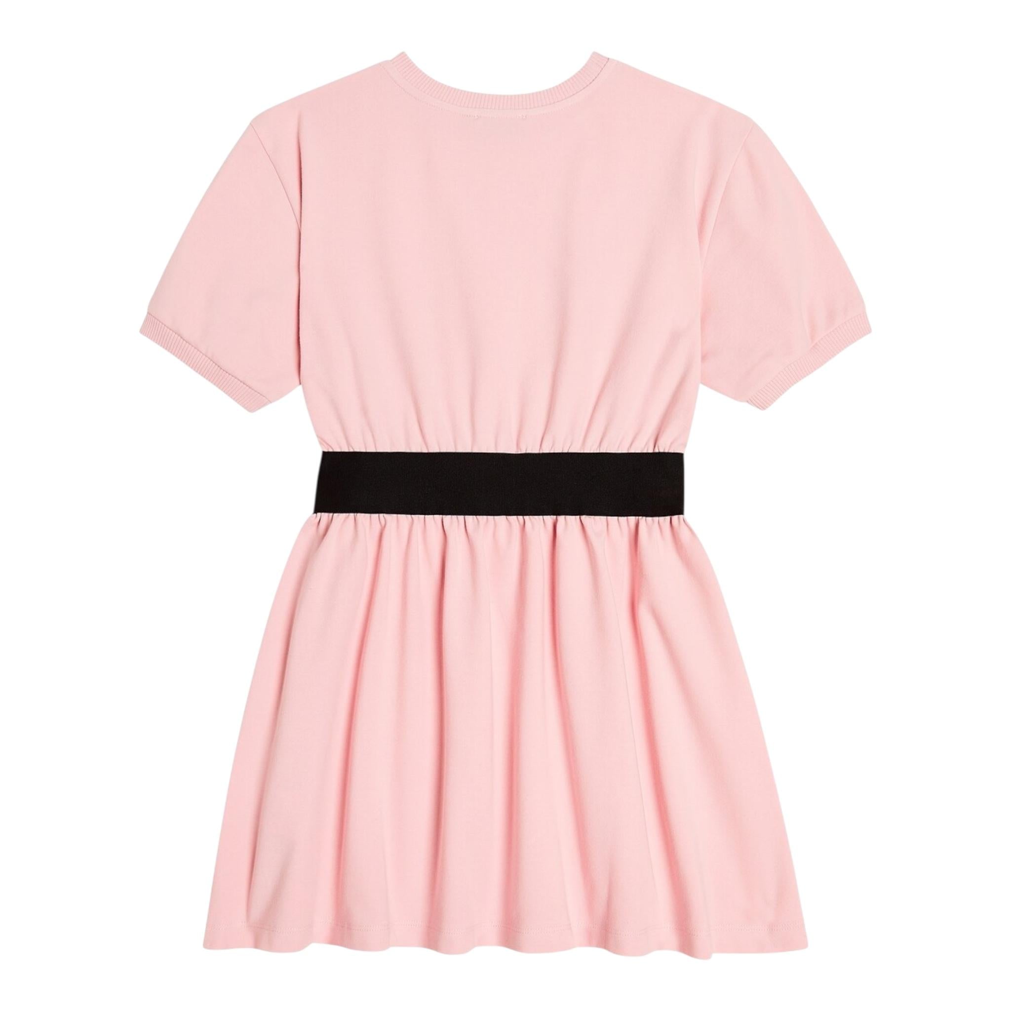 Dolce & Gabbana Abito Mezza Manica Tinta Unita con Logo per Bambina L5JD8O ROSA DOLCE & GABBANA 