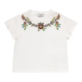 Etro T-Shirt Girocollo Tinta Unita Cn Ricami Bianco Per Bambina