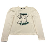 NAICE shirt girocollo tinta unita con stampa in contrasto Panna per Bambina 23653 PANNA NAICE 