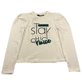 NAICE shirt girocollo tinta unita con stampa in contrasto Panna per Bambina 23653 PANNA NAICE 