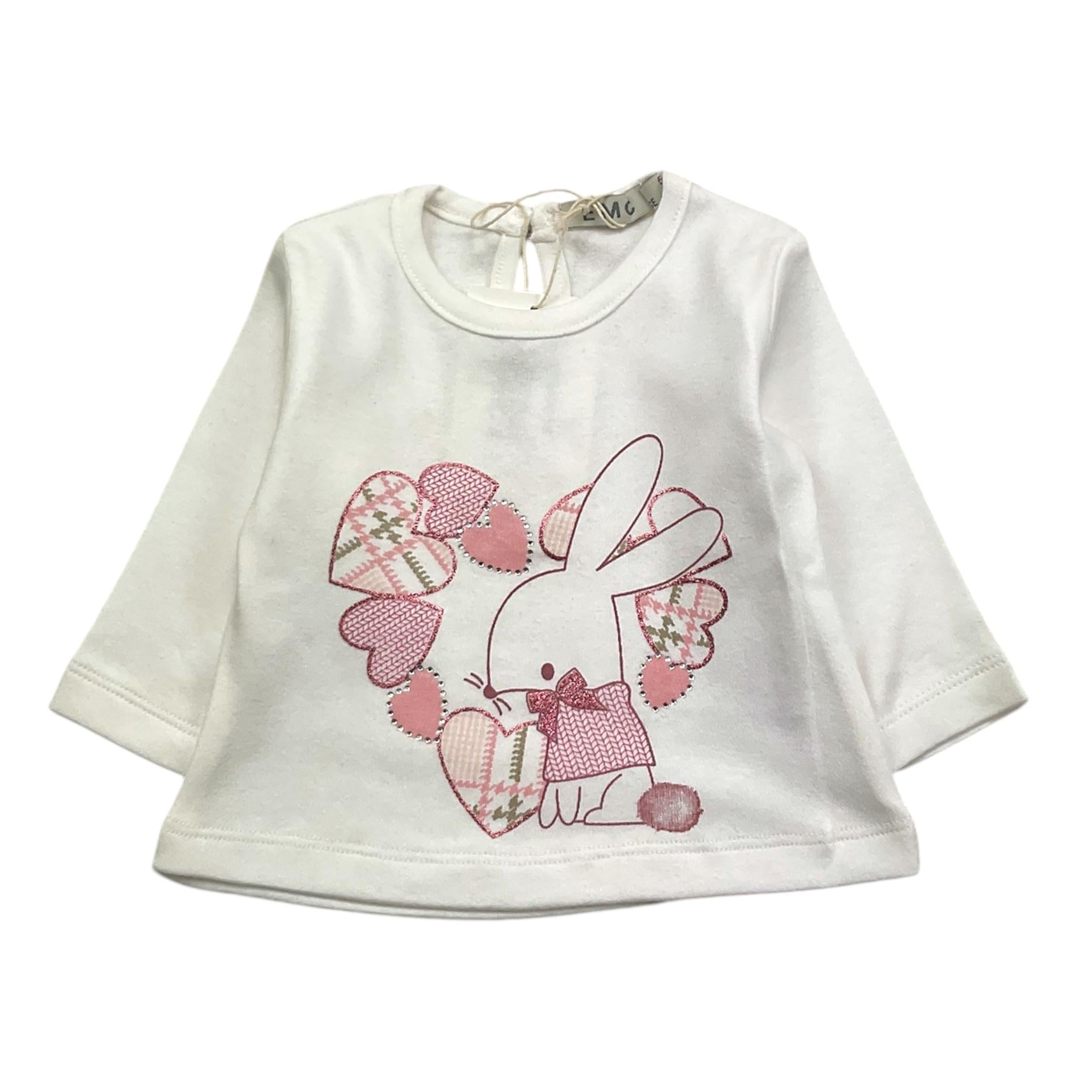 EMC shirt gircollo tinta unita con stampa Bianco per Neonata BX2277 BIANCO EMC 