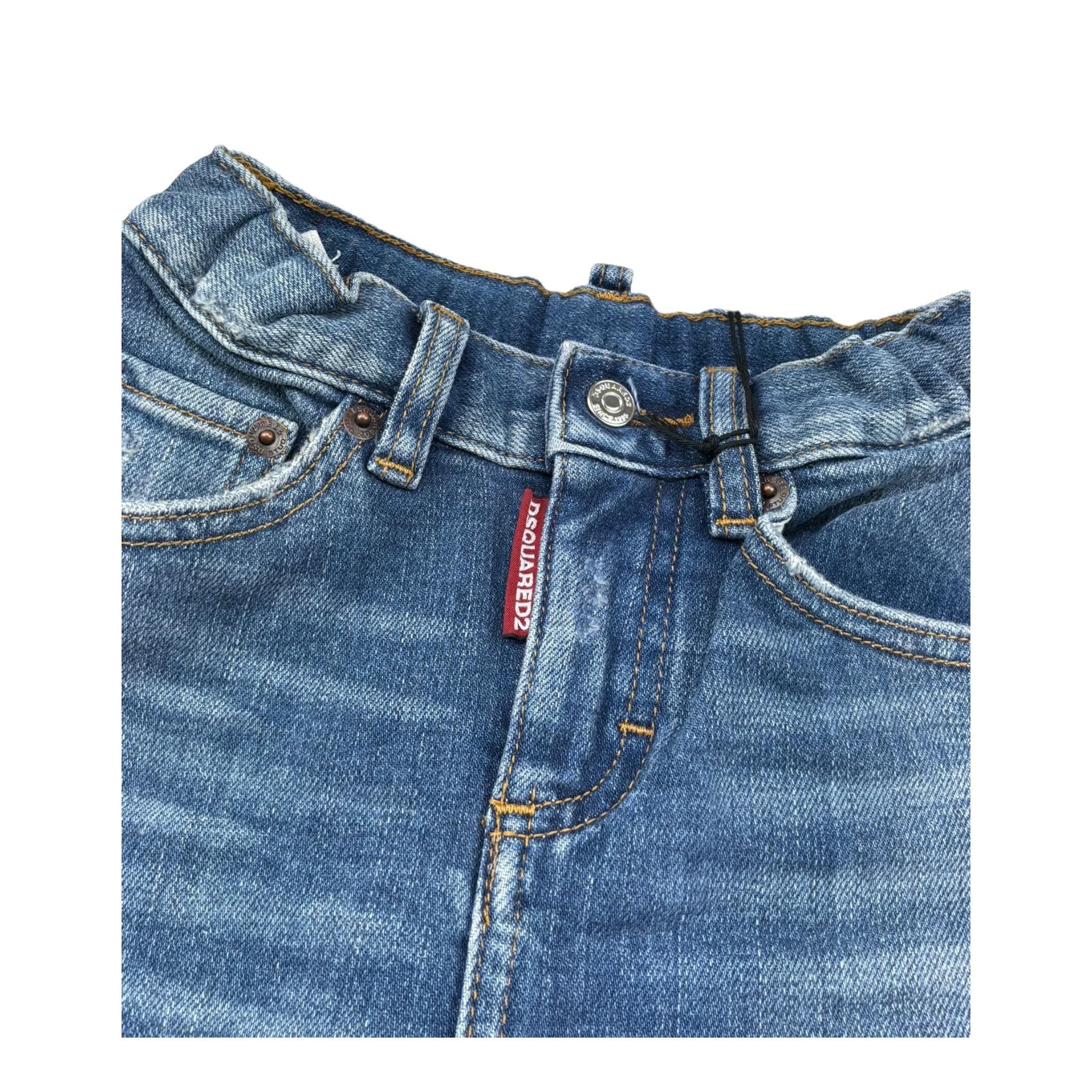 Dsquared2 Jeans Tinta Unita con Girovita Regolabile per Bambino DQ01TC BLU DSQUARED2 