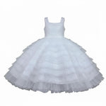 Monnalisa Abito Cerimonia Tinta Unita Giromanica per Bambina 797900 BIANCO MONNALISA 