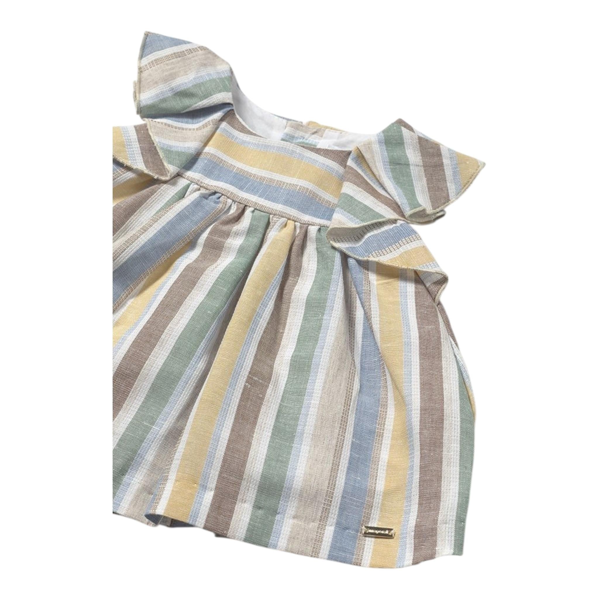 Mayoral Set Abito-Coulotte con Fantasia A Righe per Neonata 1855 BIANCO MAYORAL 