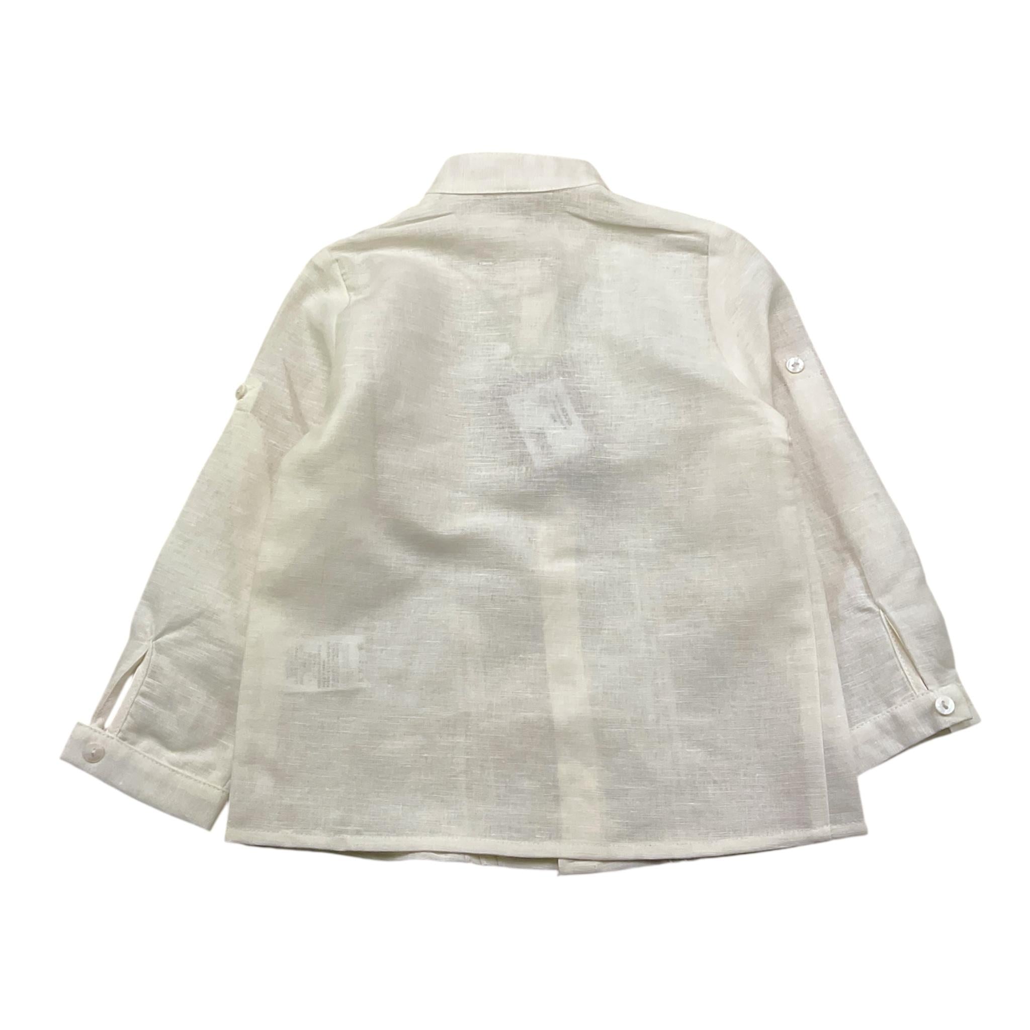 Amaya Camicia Manica Lunga Tinta Unita con Colletto Coreano per Bambino 593300 PANNA AMAYA 