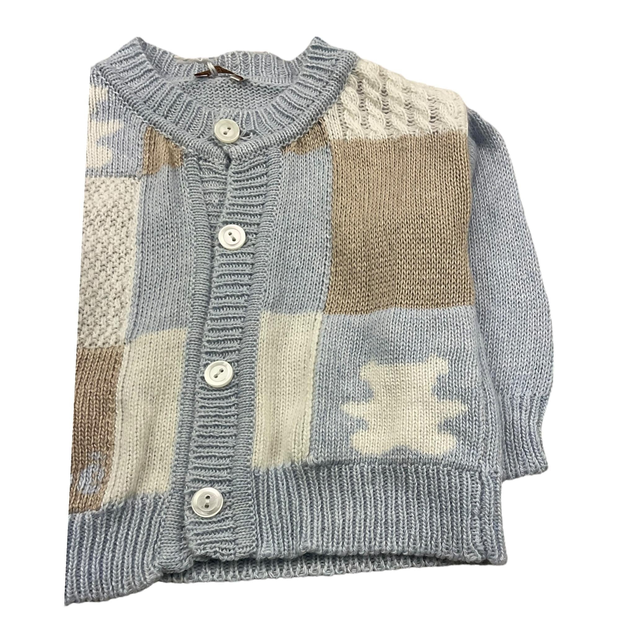 LE BEBE' cardigan tinta unita con ricami in contrasto Azzurro per Neonato LBB5054 AZZURRO LE BEBE' 